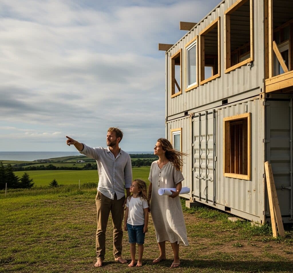 Buyers exploring container home options on rural land in Prince Edward Island